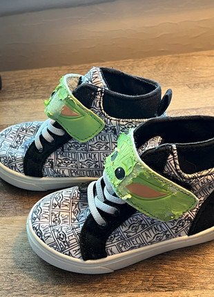 Photograph of Ground Up Kids High-Top Sneakers in Grogu Print