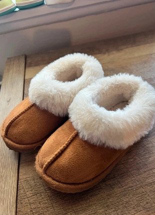Photograph of Kids Brown Faux Fur Lined Slippers, Toddler